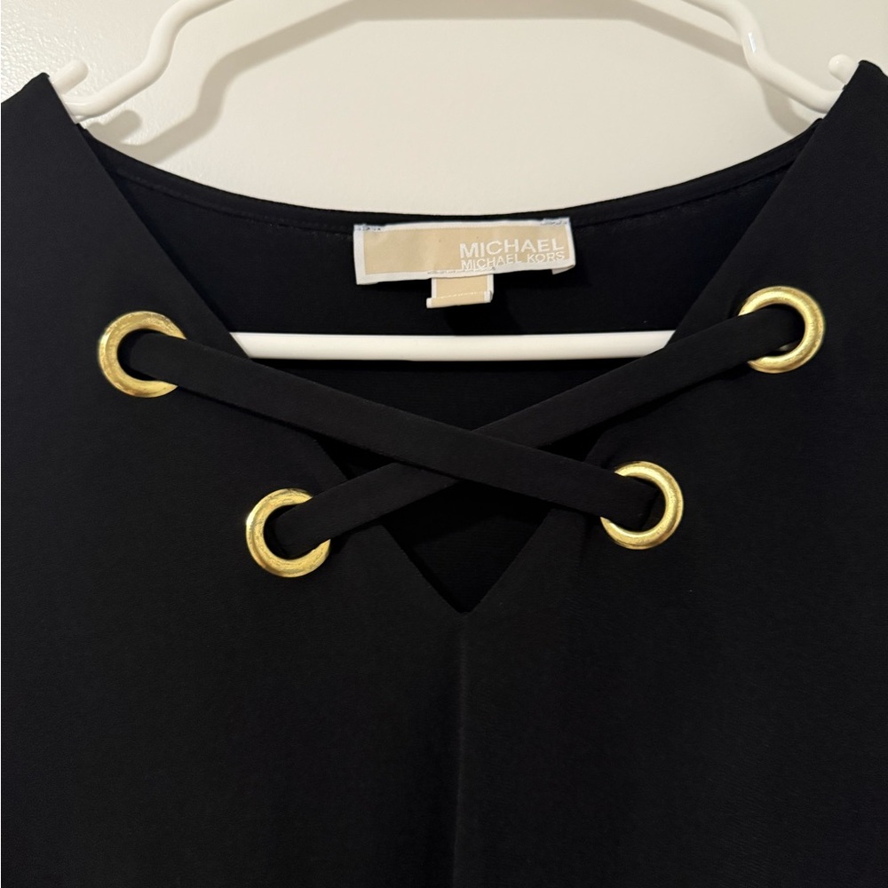 Michael Kors Black Top with Gold Grommet Detail